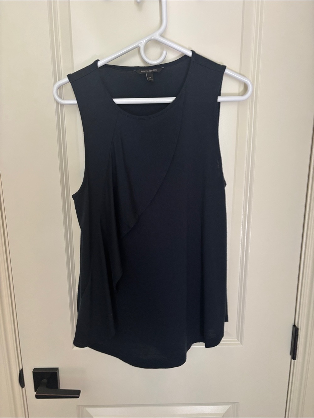 Banana Republic Navy Sleeveless Ruffle Front Camisole